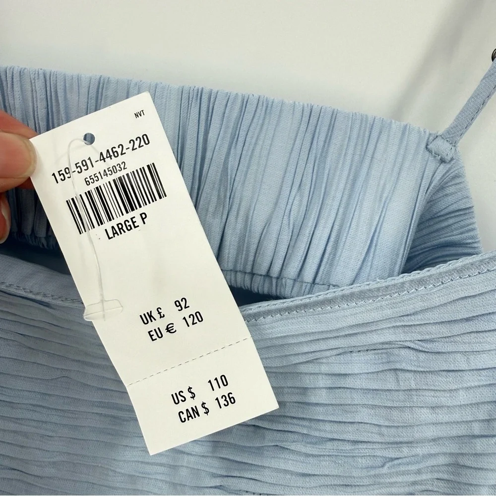 Abercrombie & Fitch Crinkle Textured Maxi Dress in Blue Large Petite NWT *flaw